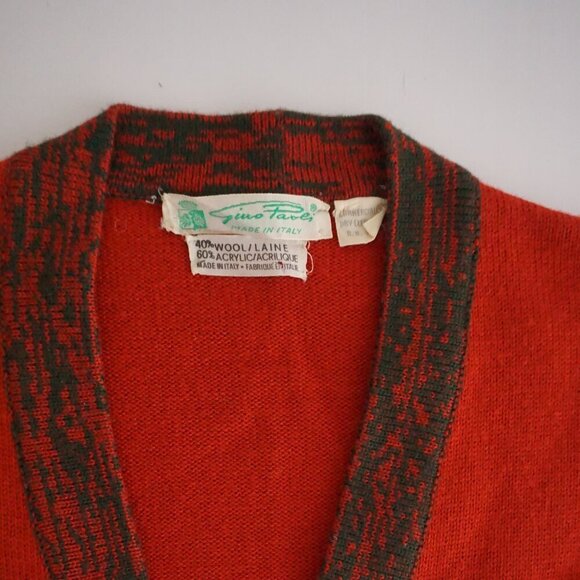 Vintage Gino Pabli Red Knit 40% Wool Fine Knit Cardigan Sweater M - Picture 10 of 10